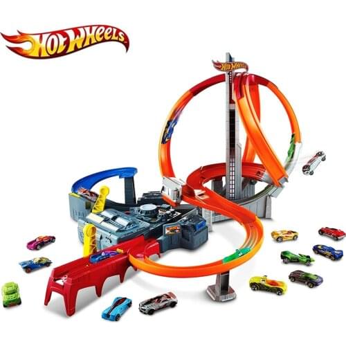 Hot Wheels Spin Storm Track Set High Speed Multi-Lane Loops Motorized Booster Car Model Toys for Kids Birthday Gift CDL45