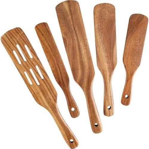 4/5Pcs Wood Cooking Tool Set Eco-friendly Teak Spatula Environmental Protection Tableware Household Kitchen Supplies
