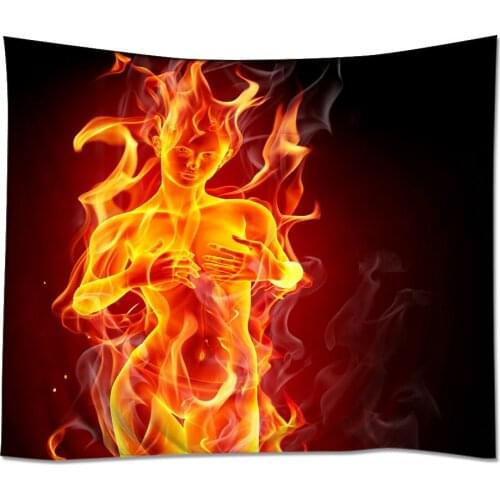 Wall Art Home Decor Tapestry Wall Hanging Girl Flame Fire Xexy