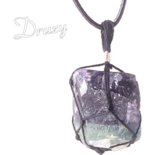 Natural Fluorite Rough Stone Freeform Pendant Dreamcatcher Quartz Point Pendulum Reiki Healing Chakra Indians Amulets Necklace