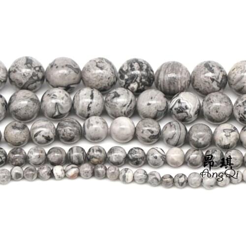 Natural Stone Map Jaspers Round Loose Beads 4 6 8 10 12mm Pick Size Spacer Beads For Jewelry Making DIY Bracelets Accessories