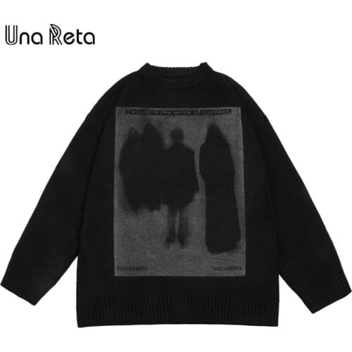 Una Reta Men Sweater New Autumn Winter Retro Print Pullover Mens Sweater Pull Homme Casual Loose Soft Sweater Men