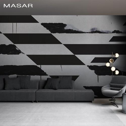 MASAR Personality red mural bedroom living room background wall wallpaper black and white wallpaper Ink rhyme