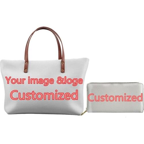 Personalise Custom Women Tote Bags Waterproof Cloth Handbags Logo Pattern Tote Wallet Set Shoulder Bags Casual Messenger Bag
