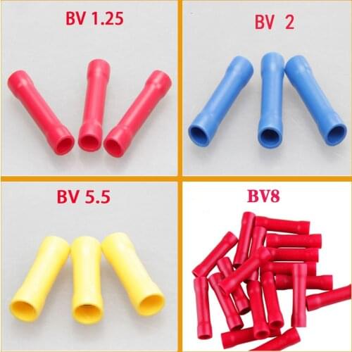 Wire connector BV series 100PCS/Bag fully insulated butt connector Cable Connector wire terminals full insulating terminals BV2