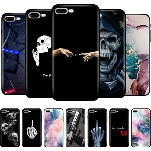 For iphone 7 8 Case Painted Silicon Soft Back Phone Cover For Apple iPhone 7 8 plus etui bumper Protective Coque black tpu case