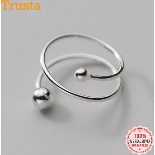 TrustDavis Real 925 Sterling Silver Fashion Cute Multilayer Lines Beads Opening Ring For Women Wedding Party Fine Jewelry DB383