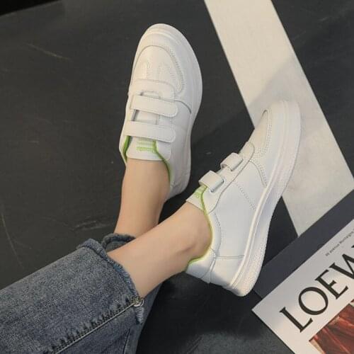 YSHUNIJ Shoes Xiaobai Chao Shoes Female 2021 New Versatile Student Velcro White Shoes Thick Soled Casual Canvas Shoes