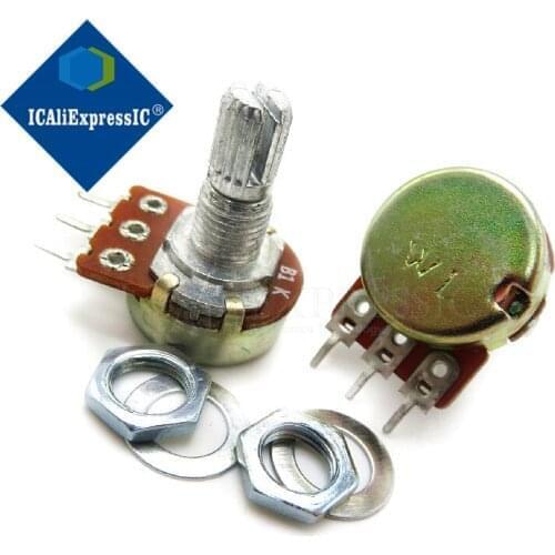 2pcs WH148 B1K B2K B5K B10K B20K B50K B100K B500K 3Pin 15mm Shaft Amplifier Dual Stereo Potentiometer 1K 2K 5K 10K 50K 100K
