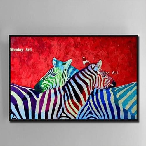 High quality Hand Painted Animal Oil Painting On Canvas zebra picture WALL ART Home Decoration For Living Room kids room hotal