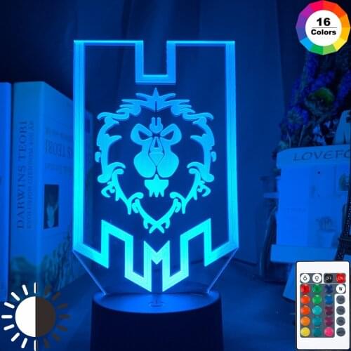 World of Warcraft Alliance Flag Led Night Light for Game Store Shop Room Decor Nightlight Unique Gift for Gamers Usb Table Lamp