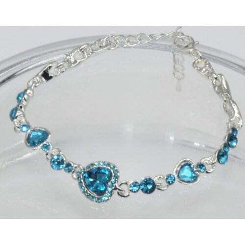 925 Sterling Silver Color Bracelets Czech Drill Drip Colorful Heart Pendant Bracelet 4 Colors 1