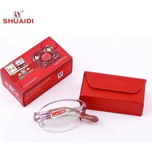 = SHUAI DI = Fashion Portable Folding Women Reading Glasses Pink High Quality Alloy Eyeglasses With Case +0.5 +0.75 +1 to +6