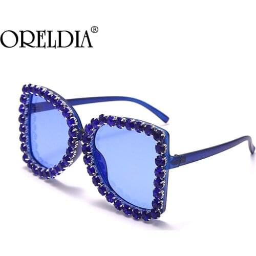 Luxury Oversized Square Diamond Sunglasses 2021Women Punk Cateye Sunshade Glasses Lady Brand Designer Eyeglasses Oculos De UV400