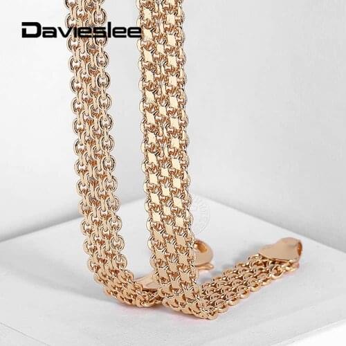 10mm Big 585 Rose Gold Necklace for Women Double Weaving Rolo Cable Curb Link Chain Nekclace 50/60cm Jewelry Gifts LCN19