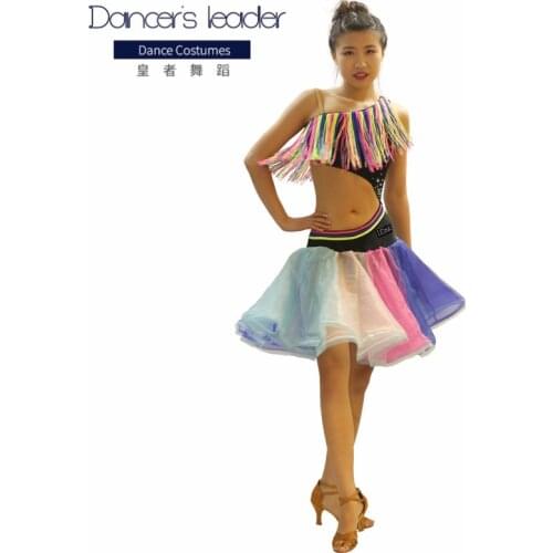 New Latin Dance Dress Competition Dress Costumes Skirt Performing Dress Adult Customize Children Red Matador Skirt Split Skirtes