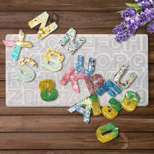 1 Set Crystal Epoxy Resin Mold Alphabet Letters Numbers Pendants Silicone Mould F3MF