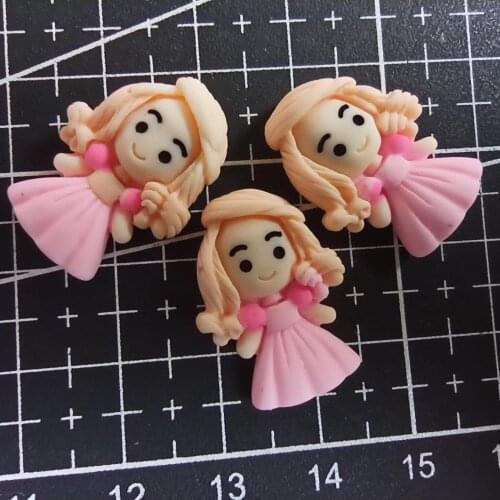 1pcs/lot resin flat back little wavy hair light pink skirt Princess girl 21mm Scrapbook Embellishment DIY Phone Decoration