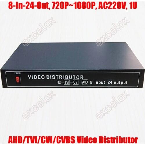 1080P 960P 720P 8 In 24CH Out AHD CVI TVI CVBS Video Distributor 8-24 Splitter Desktop Mount for Analog HD CCTV Security System