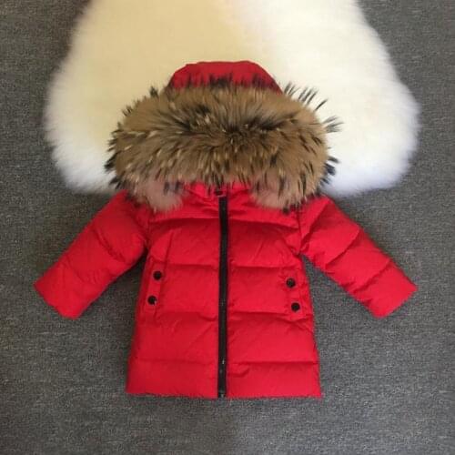 2020 Long Warm Girls Coats Winter Fur Hooded Baby Boys Jackets Down Thick Kids Snow Parkas Clothes Windproof Children Outerwear