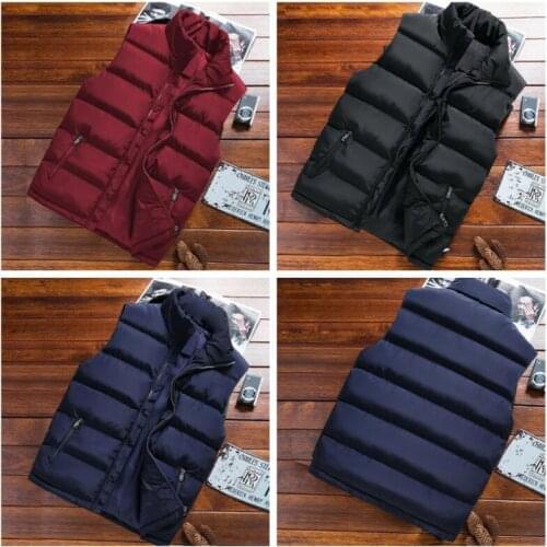 2021Multicolor Men Cotton Down Puffer Gilet Vest Body Warmer Waistcoat Padded Outwear Jacket Comfortable Fashion Simplicity