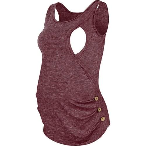 2021 Maternity Tank Top Women Pregnant Shirt Nursing Sleeveless Solid Breastfeeding Tops T-shirt Nursing Tanks Summer New D30