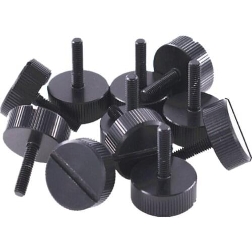 3/5/10PCS M4x16 Slotted Knurled Hand-Tighten Screw Bolt Black Flat Head Non-slip Aluminum Alloy Screws