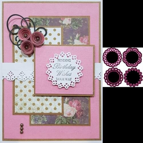 4 lace edge metal cutting Die mold circular frame for scrapbook photo album decoration carving handmade paper card