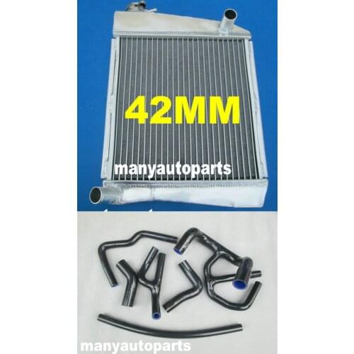 42MM ALUMINUM /ALLOY RADIATOR &BLACK HOSE FOR ROVER MINI COOPER S SPI 1275 1991-1996 91 92 93 94 95 96