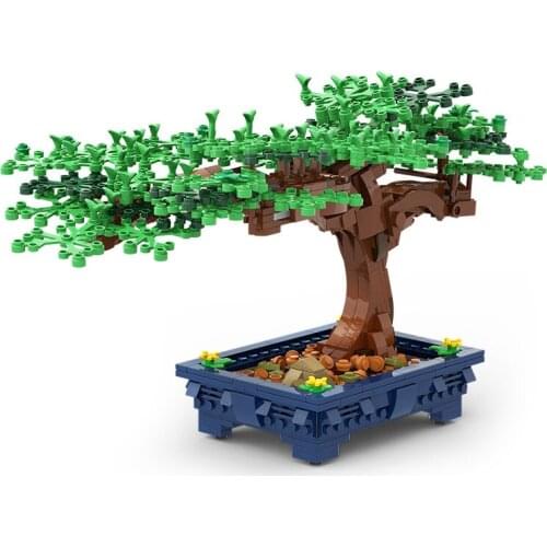 647pcs NEW Bonsai Tree Green Bush Flower Grass Plant Model Ornament Building Blocks Bricks DIY Assembly Educational Toy For Gift