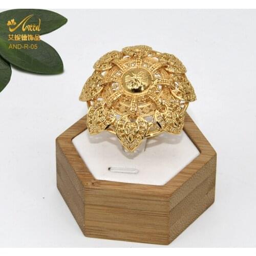 African Rings For Women Jewellery Eritrean Fashion Wedding Middle East Arab Dubai Plating Party Bride Gifts Ring Resizable Size