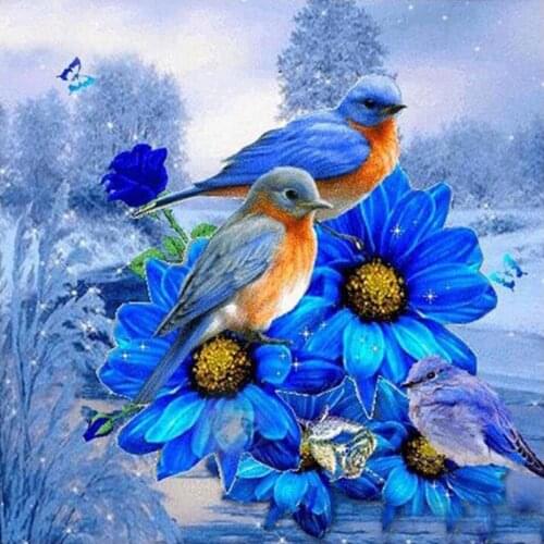 Diamond embroidery birds on a blue flowers 5d diamond painting Bird picture rhinestone needlework diamond mosaic Home decor
