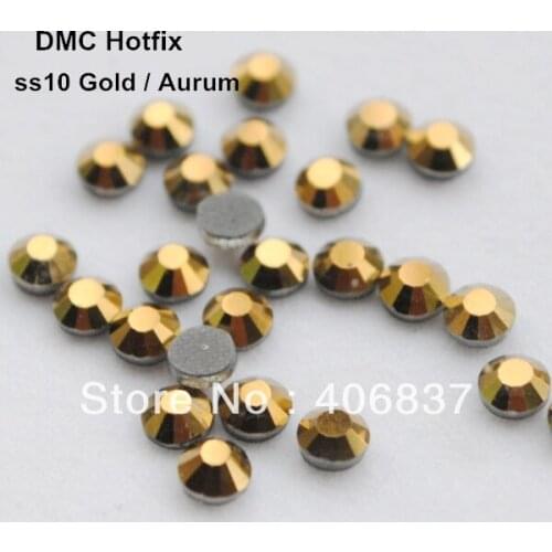 Free Shipping! 1440pcs/Lot, ss10 (2.7-2.9mm) High Quality DMC Gold Iron On Rhinestones / Hot fix Rhinestones