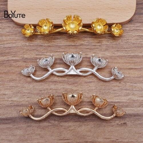 BoYuTe (10 Pieces/Lot) 79*15*16MM Metal Alloy Flower Materials Diy Handmade Hair Jewelry Accessories Wholesale
