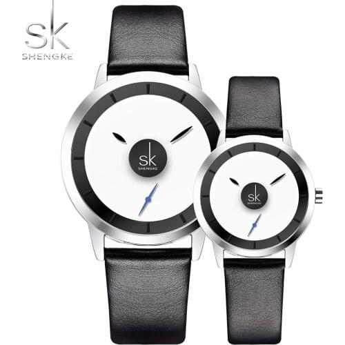 Shengke Women Watch Creative Design Lover Watches Ladies Casual Quartz Wrist Clock Rotate Dial Pointer Montre Femme Reloj Mujer