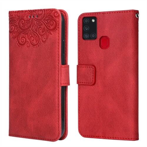 For Samsung Galaxy A21s Flower Embossing Case A217 A217F SM-A217F 6.5''Wallet Flip Leather Case for Samsung A21s Cover