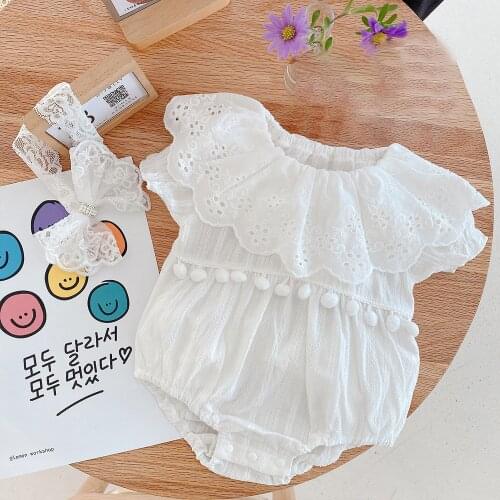 Baby Summer Rompers New Fashion Infant Baby Soolid Color Princess Jumpsuit Toddler Puff Sleeve Holiday Casual One-pieces