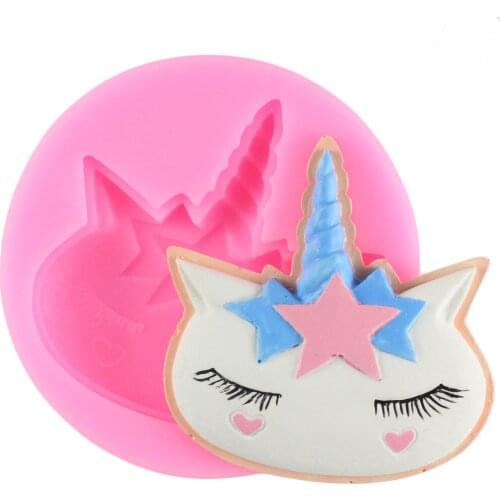 Unicorn Cupcake Topper Silicone Mold Baby Birthday Candy Resin Clay Chocolate Molds Cookie Baking Fondant Cake Decorating Tools