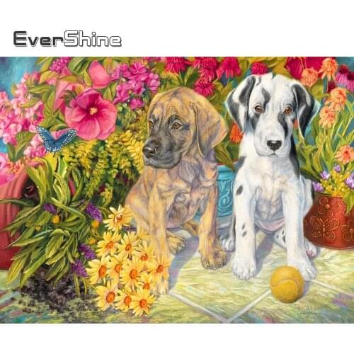 Evershine 5D DIY Diamond Painting Dog Full Square Diamond Embroidery Cartoon Animals Rhinestone Mosaic Children Room Decor