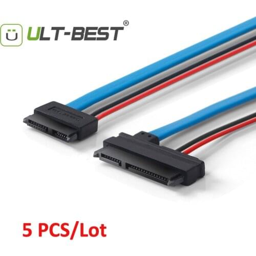 ULT-Best 5PCS SATA 5V Cable Serial ATA 22Pin 7+15 to Slimline SATA 13Pin 7+6 F/F Connector Converter 30CM/1FT/12INCH