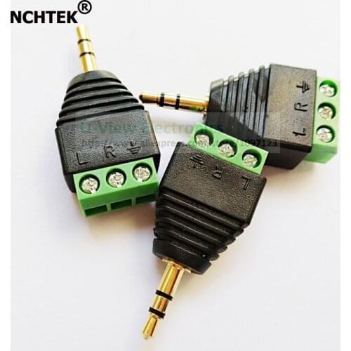 NCHTEK Terminal Block to 1/8" 3.5MM Stereo Jack Male Plug Adapter 3Pin Audio Adapter Connector/Free Shipping/80PCS