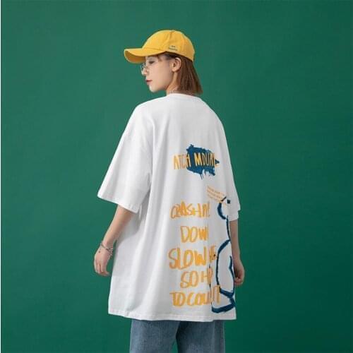 2021 Summer Pure Cotton Retro American Short-sleeved T-shirt Womens Design Sense Niche Loose Tide Brand Half-sleeved Top