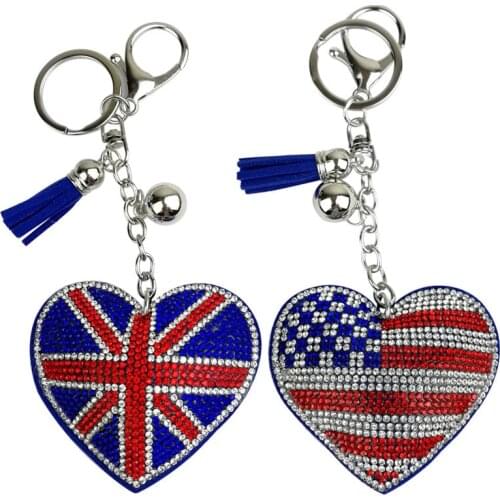 Best Selling New Style Suede Flag of the United States Keychain Ladies Bag Pendant Car Key Ornament