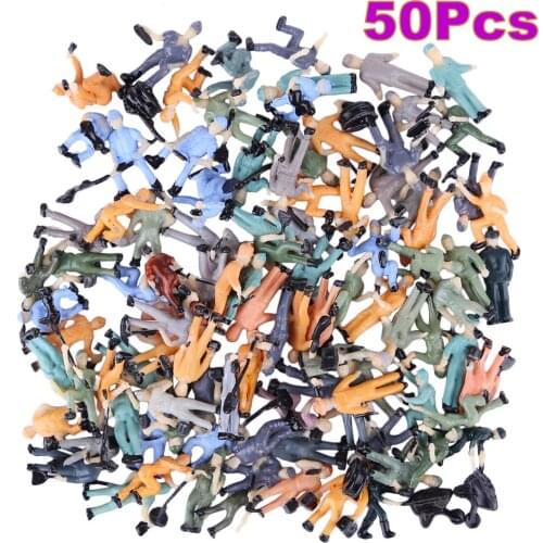 50Pcs 1:87 Mini Railway Worker Figures Model Toy for Sand Table Architecture Model Building Kits