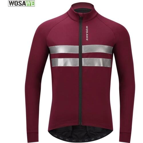 WOSAWE Men Cycling Jackets Softshell Lightly Padded Windproof Waterproof Clothing for Autumn Winter Sports Coat Long Jersey