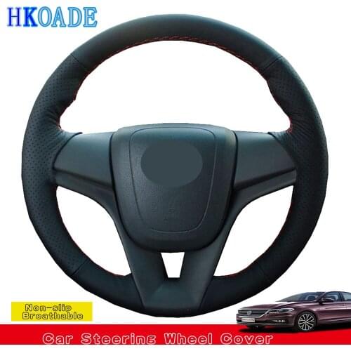 DIY Hand-stitched Black Comfortable Genuine Leather Car Steering Wheel Cover For Chevrolet Cruze hatchback sedan 2009-2014