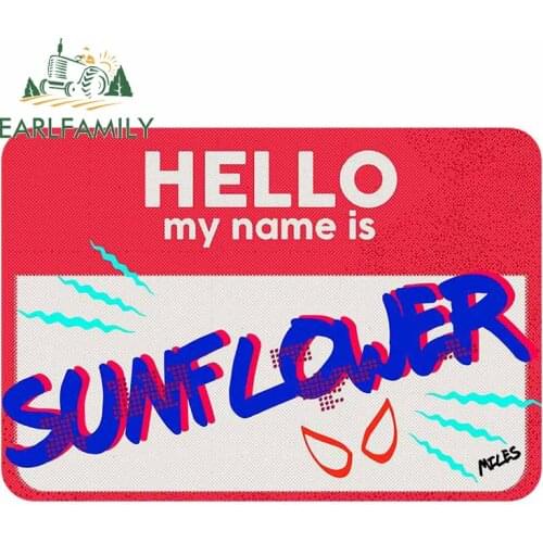 EARLFAMILY 13cm x 7.8cm Hello Car Stickers for Miles Morales Into the Spider-Verse Decals Vinyl Car Wrap Waterproof Decor