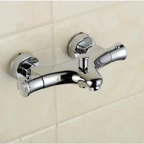 Dual handle wall mounted shower faucet bathroom, Brass thermostatic shower faucet,Copper shower faucet thermostatic mixing valve