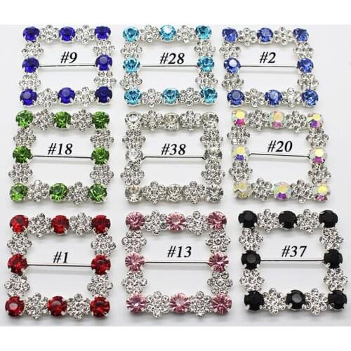 New 45X45MM 2Pcs Fashion Square Crystal Rhinestone Buckles Wedding Invitation card Decoration DIY Hair Accessories Free Shipping