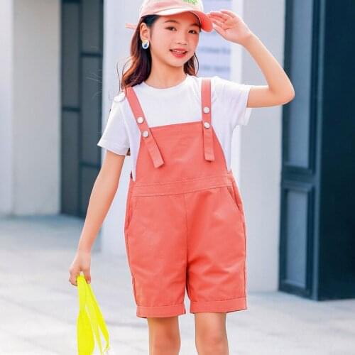 Girls Clothes Suit Children Clothing Sets Kids Summer Cotton T-Shrit + Shorts Overalls 2 Pcs Set 4 6 810 12 14 Years Old